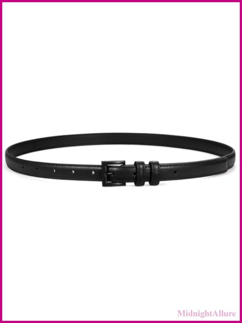 Skinny PU Leather Belt 0.7" Square Buckle Thin Waist Belt for Jeans Dresses